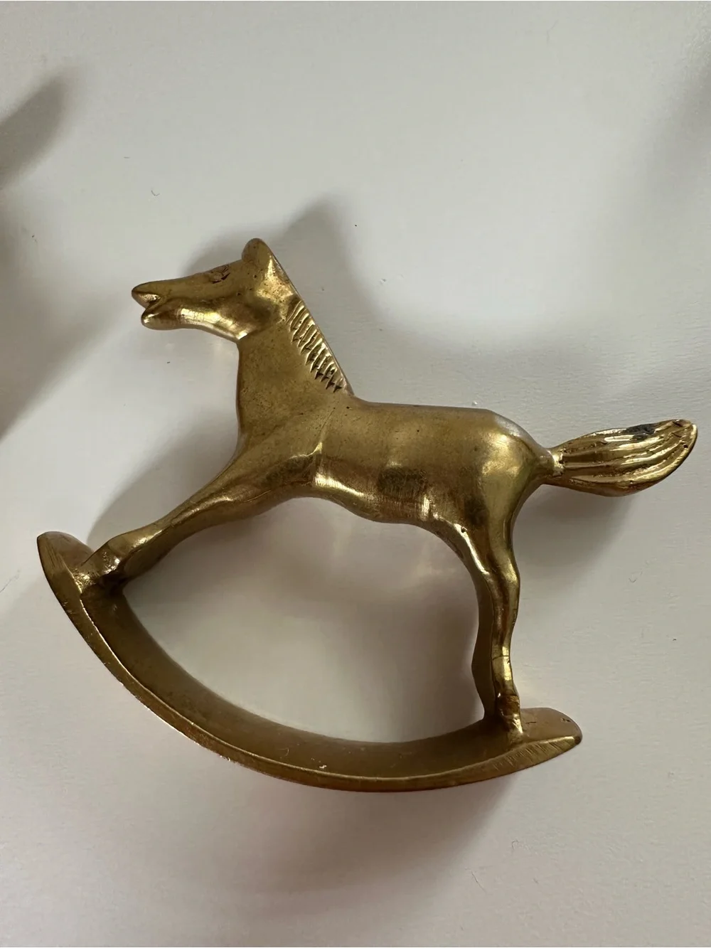 Vintage Set Of 3 mini Brass Rocking Horse Made In India trinket shelf home decor